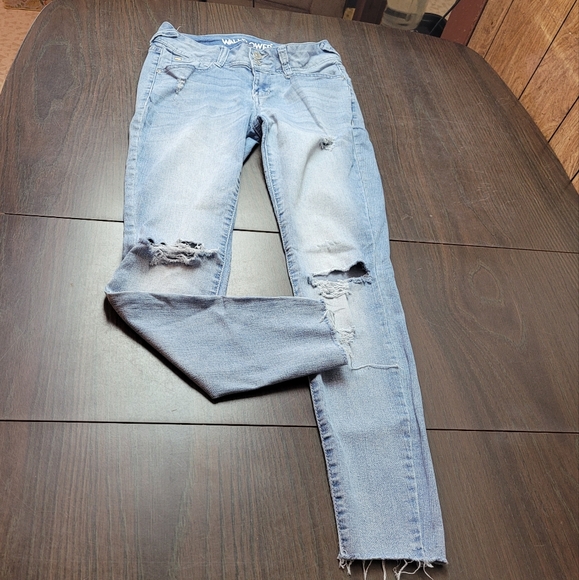 Wallflower Blue Skinny Jeans with Distressed Rips - Picture 2 of 9